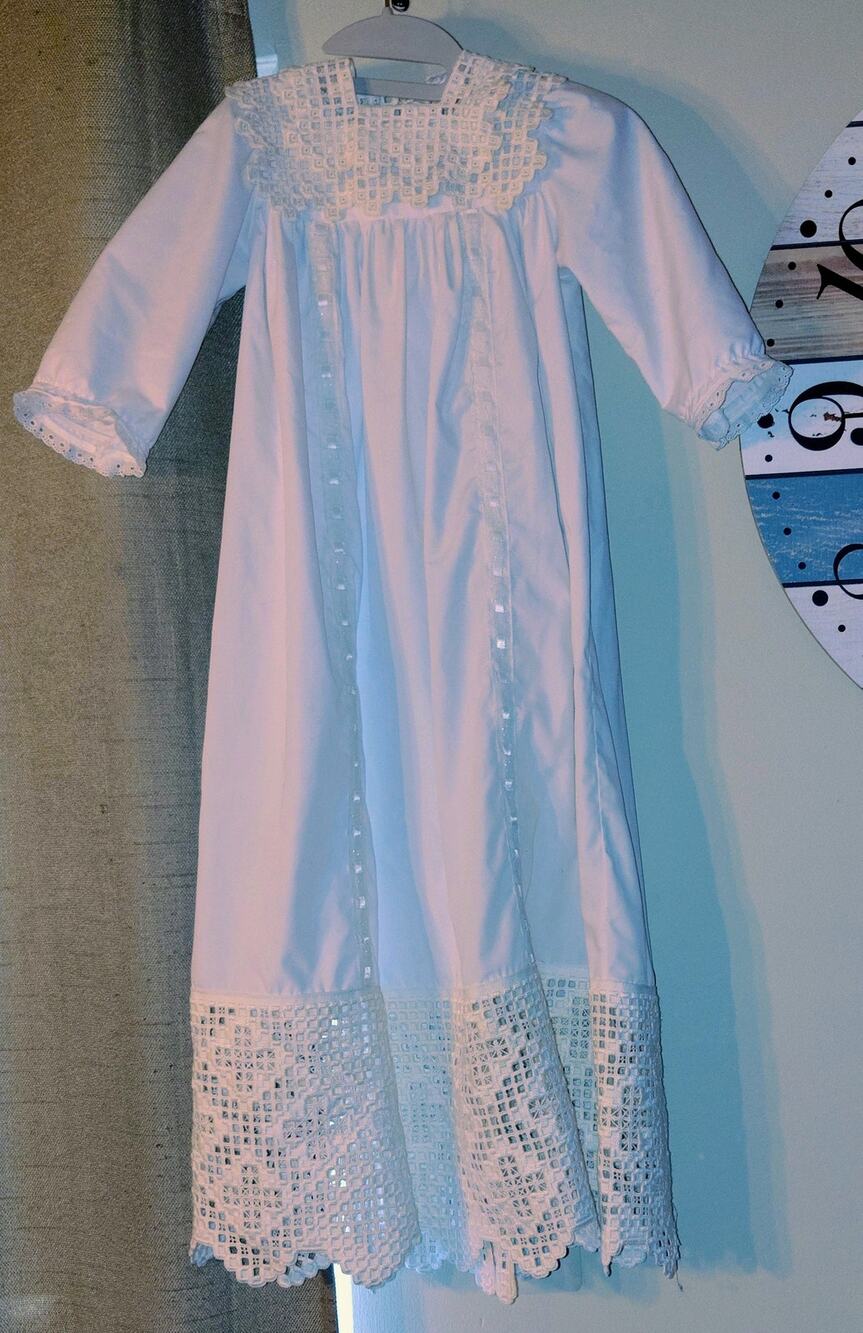 Vintage White Christening Gown Baptismal Heirloom Lace 36" | Reborn Doll Scale